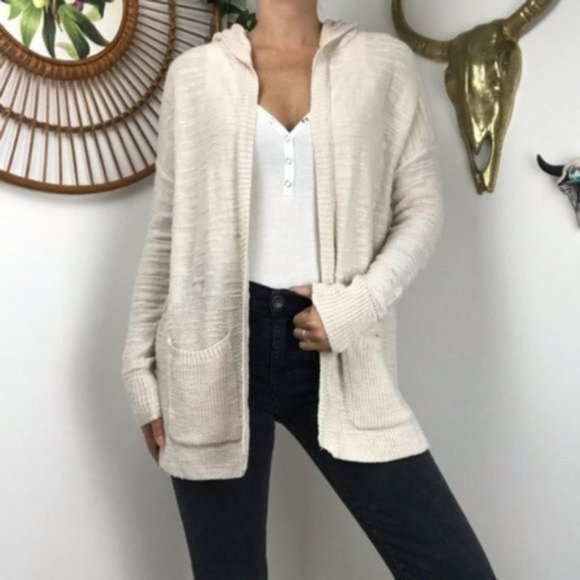 cream hooded cardigan